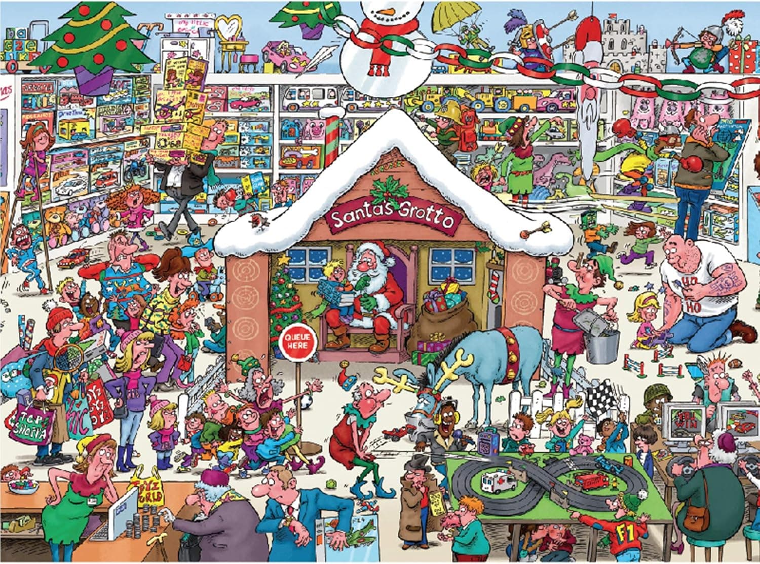 1000 Pieces Wooden Christmas Puzzle - Santa and Christmas Shop Christmas Town Jigsaw Puzzles for Adult Teens Reduced Pressure Toy Gift Christmas Decoration