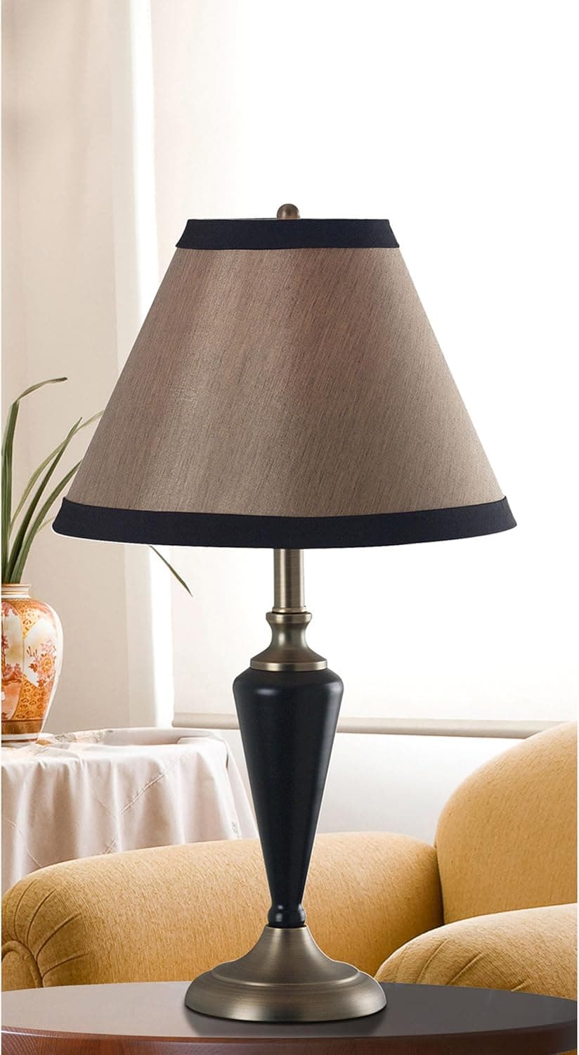 Kenroy Home 30349 Hunley Table and Floor Lamp, 3 Pack, Bronzed Brass