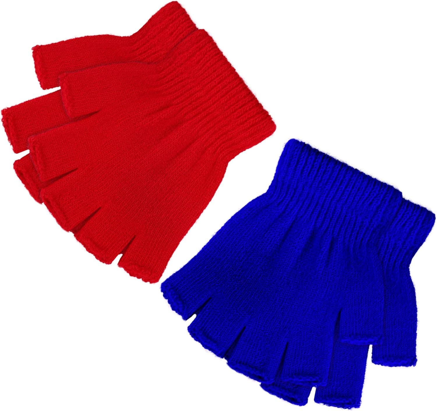 TODDOR 2 Pairs Kids Fingerless Gloves Warm Children Half Finger Mittens Acrylic Knitted Typing Gloves for Boys and Girls