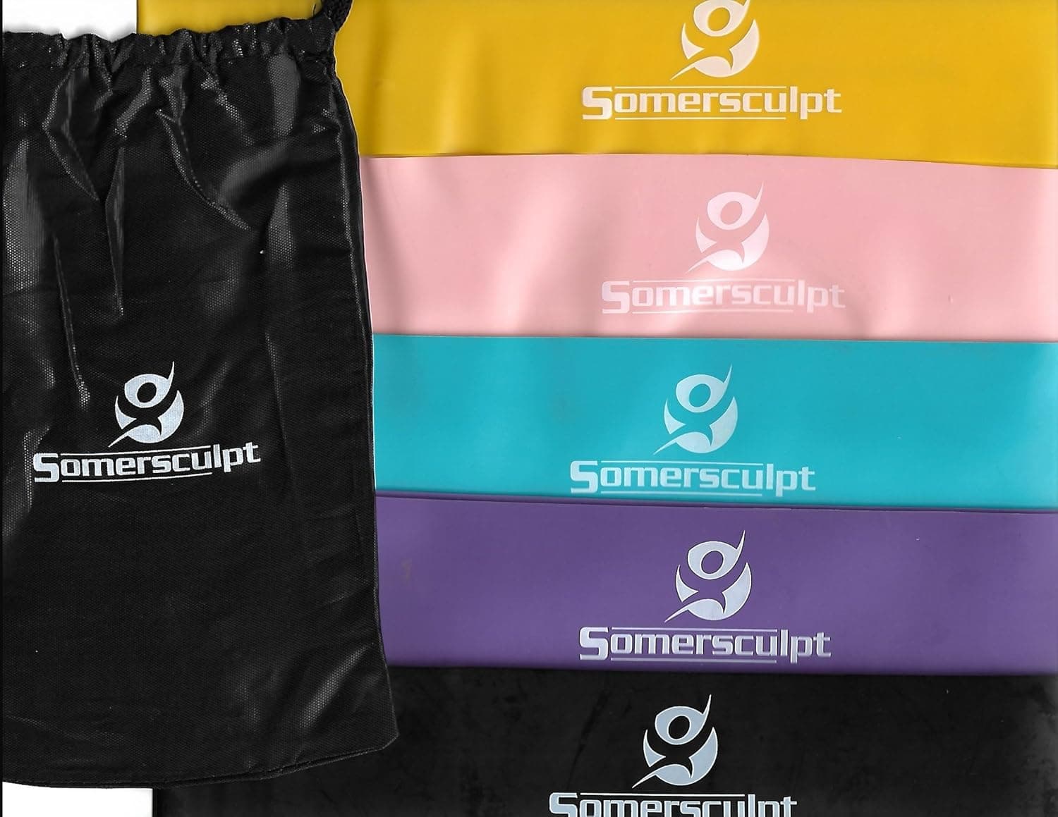 Somersculpt Resistance Loop Exercise Bands With Carry Bag, Set of 5