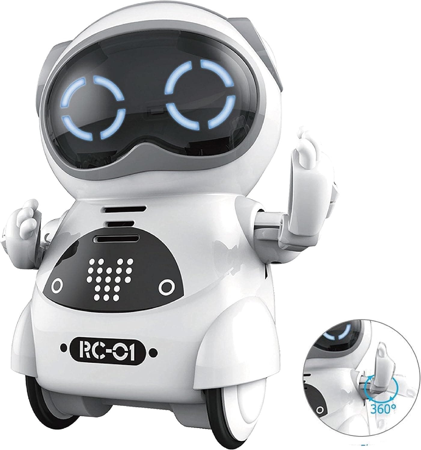 SPACE LION Educational Mini Pocket Robot for Kids Interactive Dialogue Conversation,Voice Control, Chat Record, Singing& Dancing-White