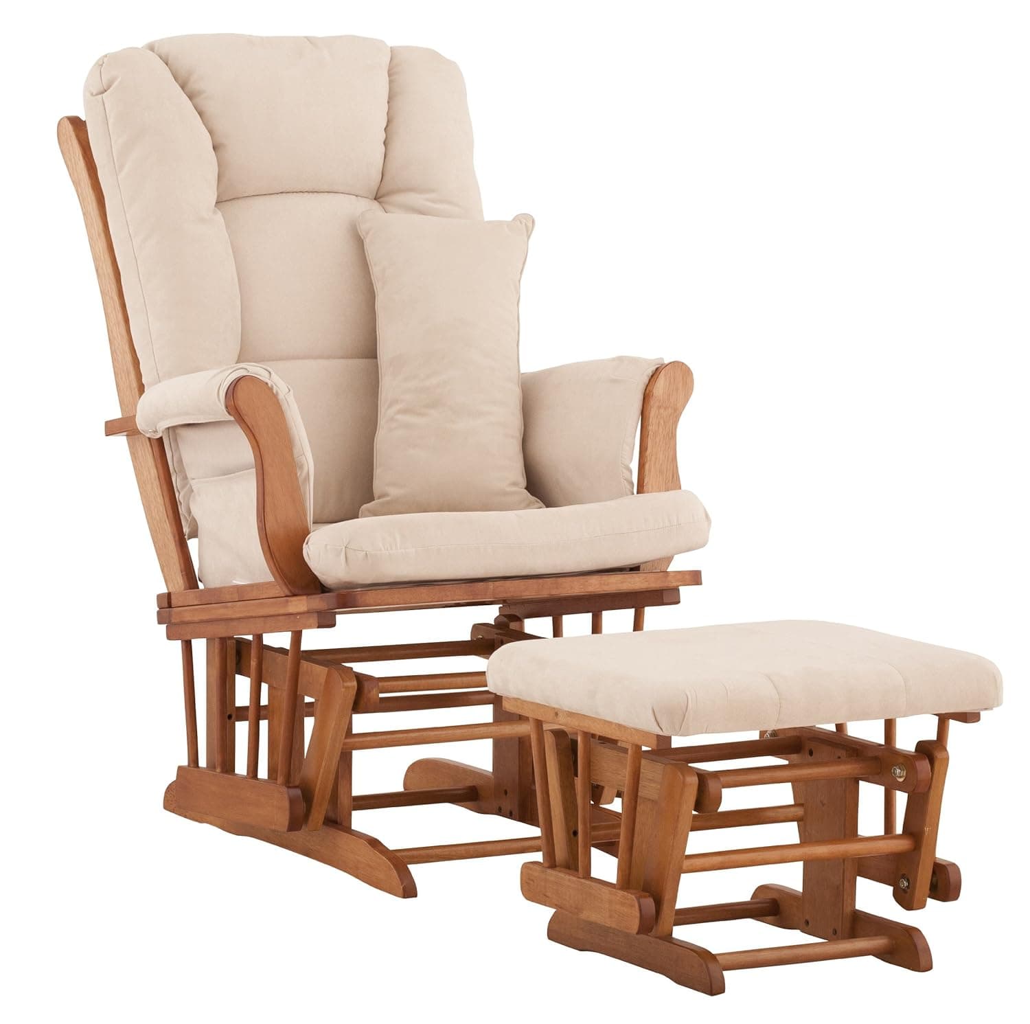 Storkcraft Tuscany Custom Glider and Ottoman with Free Lumbar Pillow, Oak/Beige (Discontinued by Manufacturer)