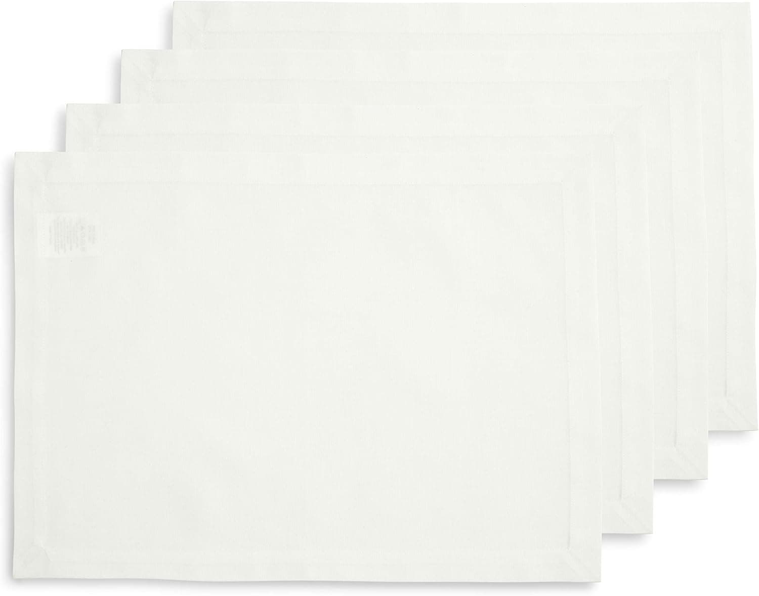 Solino Home Cotton Linen Placemats White – Set of 4 Natural Fabric Tablemats 14 x 19 Inch – Dru Machine Washable Placemats for Spring, Summer, Memorial Day, Dining, Kitchen – Handcrafted