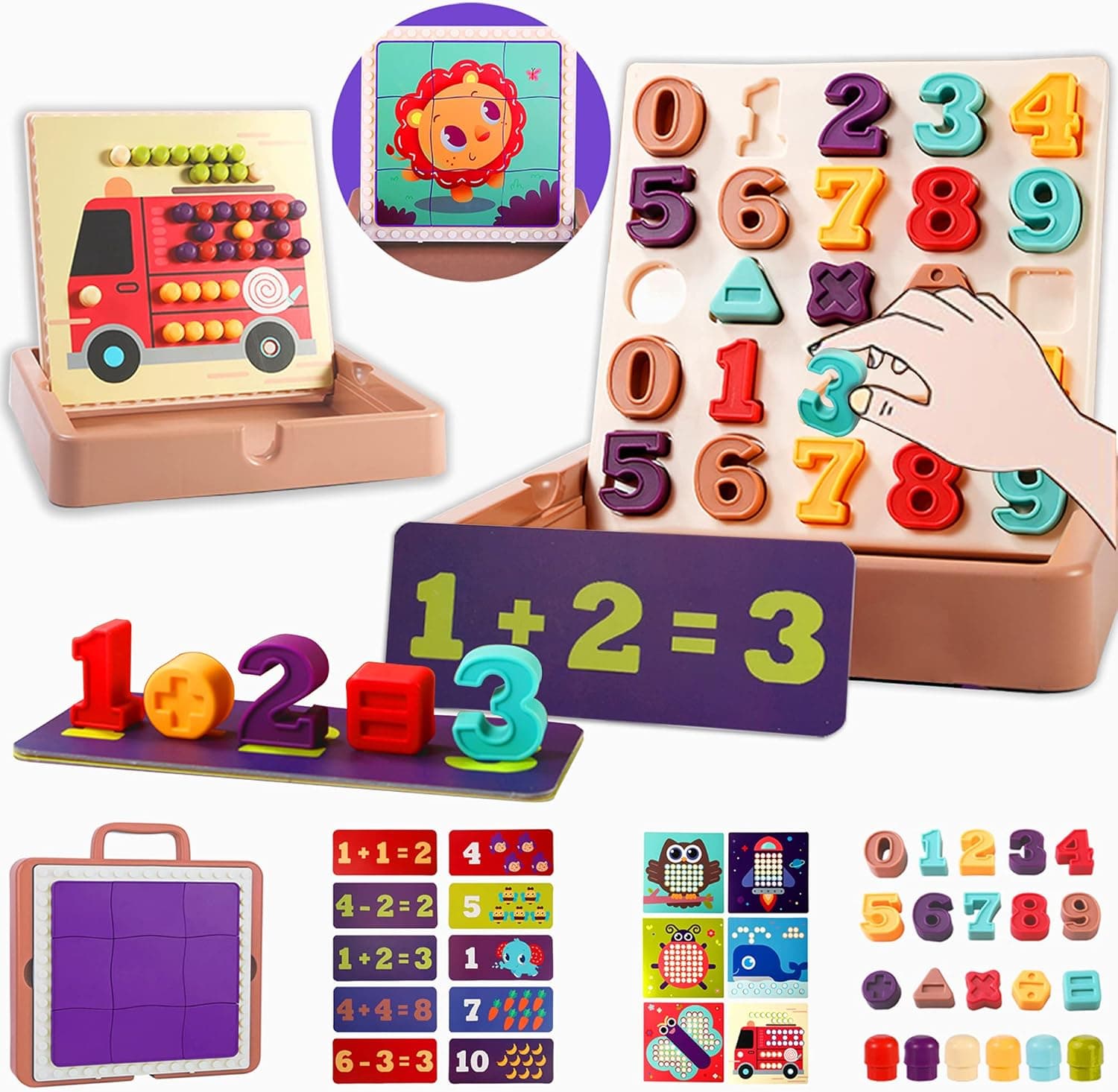 Yumlimn 6 in 1 Kids Educational Toys for 3+Year Old, Preschool Learning Activities & Montessori Toy, Counting Sorting Puzzle Colors Shapes Numbers, Gifts for Toddlers Boys Girls.