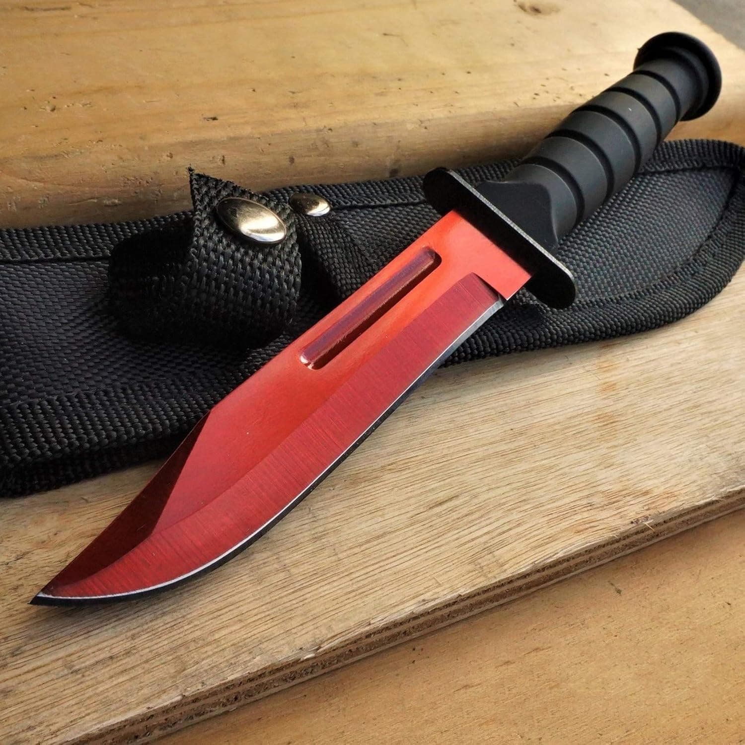 Tactical Knife Survival Knife Hunting Knife Fixed Blade Knife Razor Sharp Edge Camping Accessories Camping Gear Survival Kit Survival Gear Tactical Gear 52005 (Red)