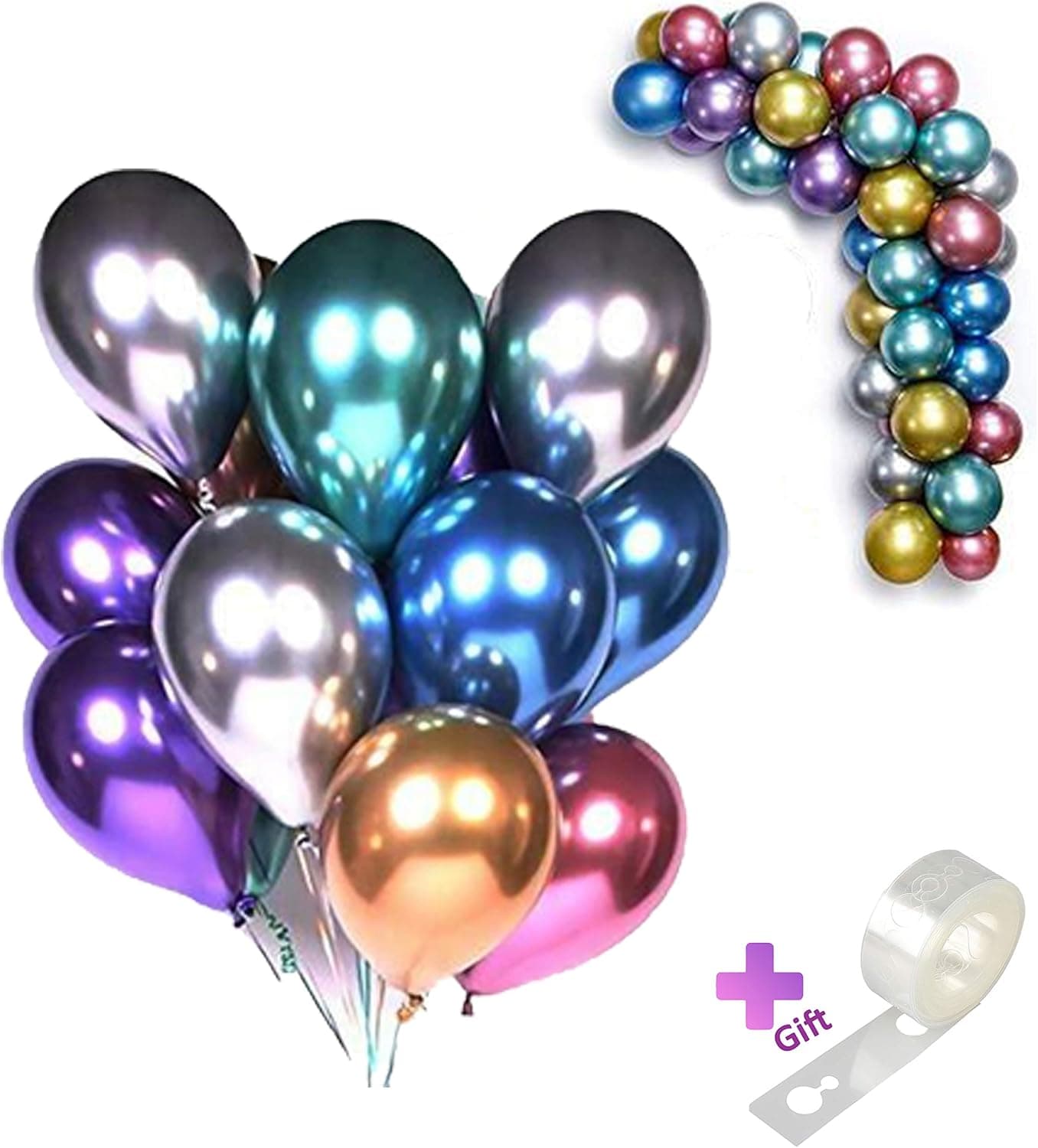 Birthday Balloons, Latex Metallic Balloons 12 Inches (50 Balloons), Party Balloons, Helium Balloons, Colorful Balloons, Multicolor Balloons, Wedding Balloons, Baby Shower Balloons, Decorations Balloons for Parties