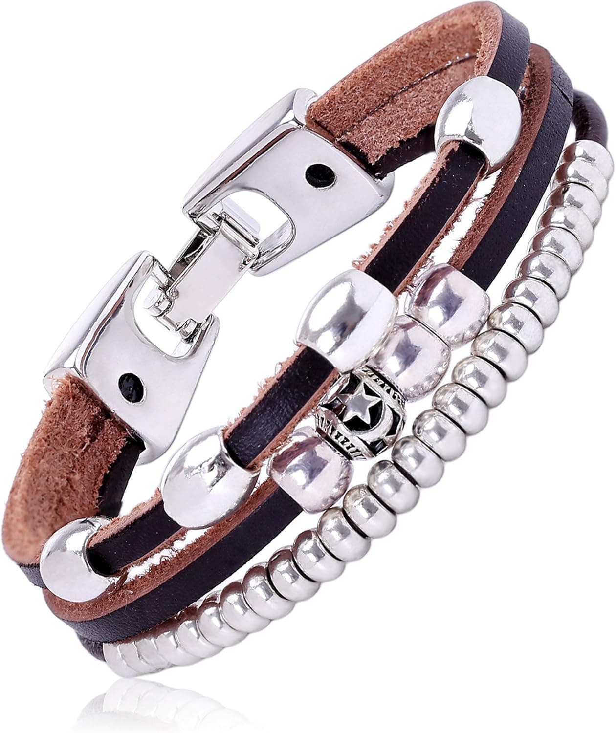 Queen Pearl MAIMANI Zinc Alloy Classic Genuine Leather Bracelet Bangle Cuff Women Unisex Gift