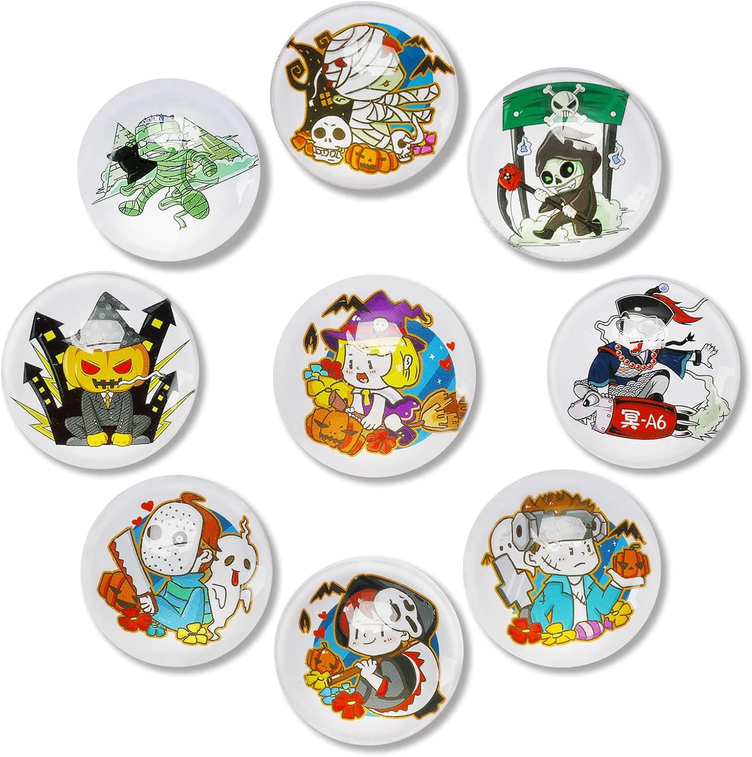 New Halloween Gnomes Fridge Stickers 9PCS 40MM Small Whiteboard Decorative Stickers Holiday Funny Cute Adults Sticker Strong Refrigerator Clip for Office Cabinet Locker Dishwasher Kitchen Decor