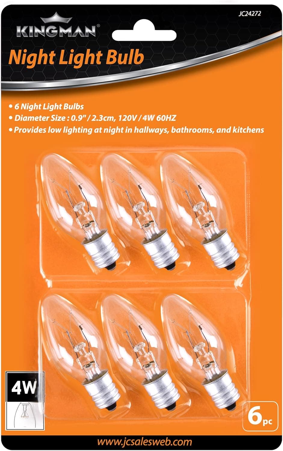Kingman Night Light Warm White Replacement Bulbs (6 per Pack), 4W 120V