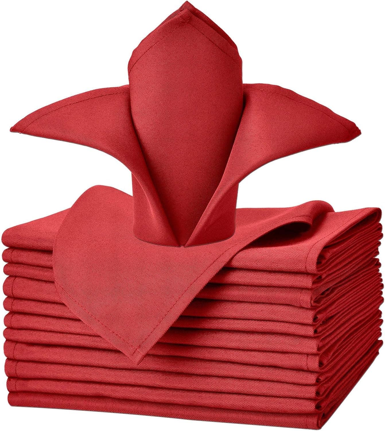 VEEYOO Cloth Napkins - 20 x 20 Inch Red Dinner Napkin Set of 12, Soft Washable and Reusable Table Napkins for Holiday Dinner, Parties, Wedding and More