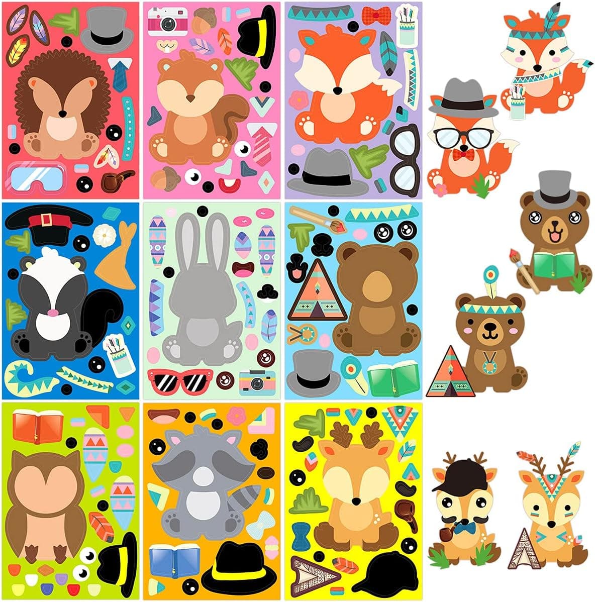 Make A Face Stickers Make Your Own Stickers Animal Stickers Sheets for Kids Valentines Day Craft 45Pcs