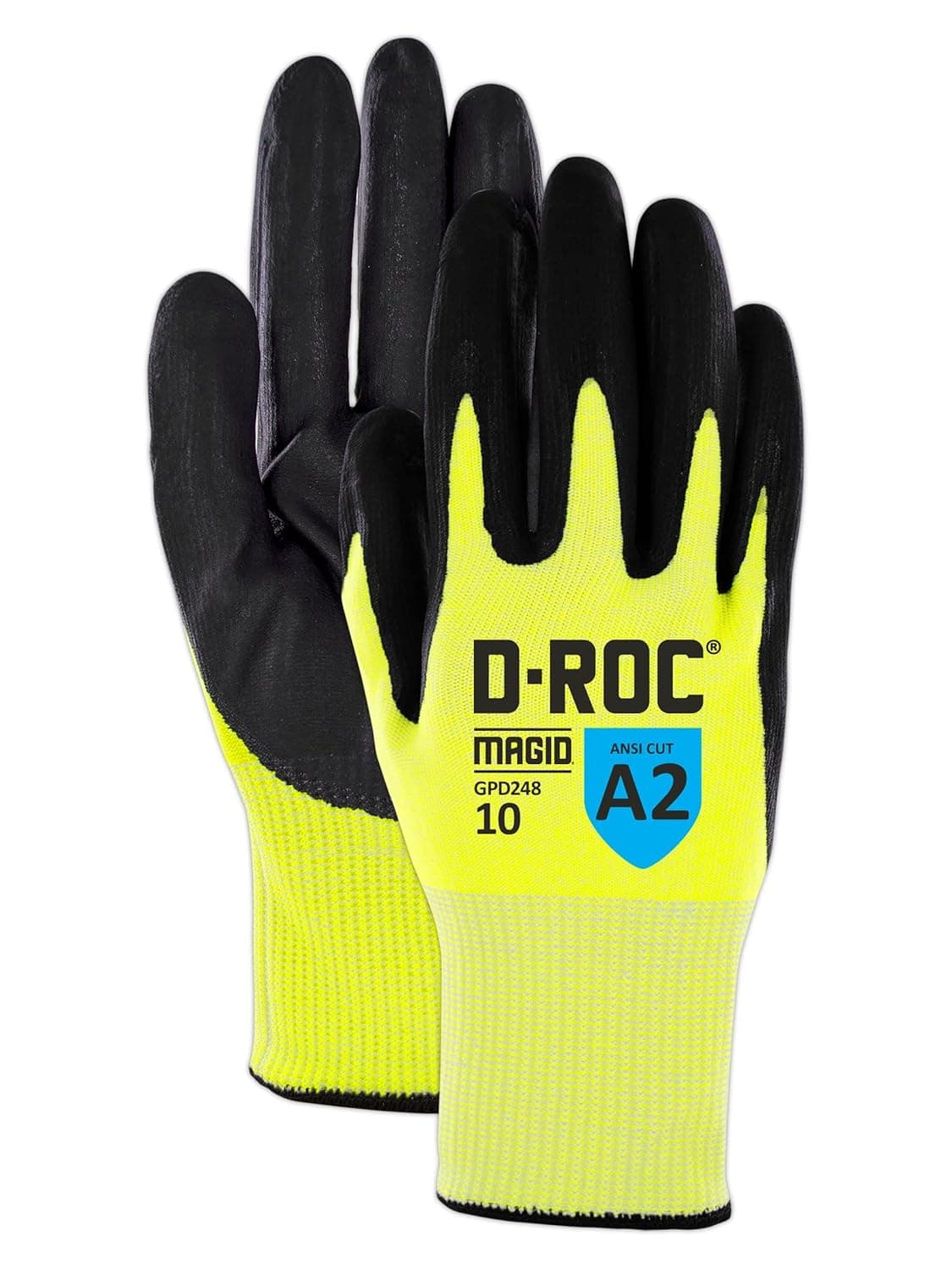 MAGID D-ROC 15-Gauge TriTek Palm Coated Cut Resistant Work Gloves Size 10/XL (1 Pair)