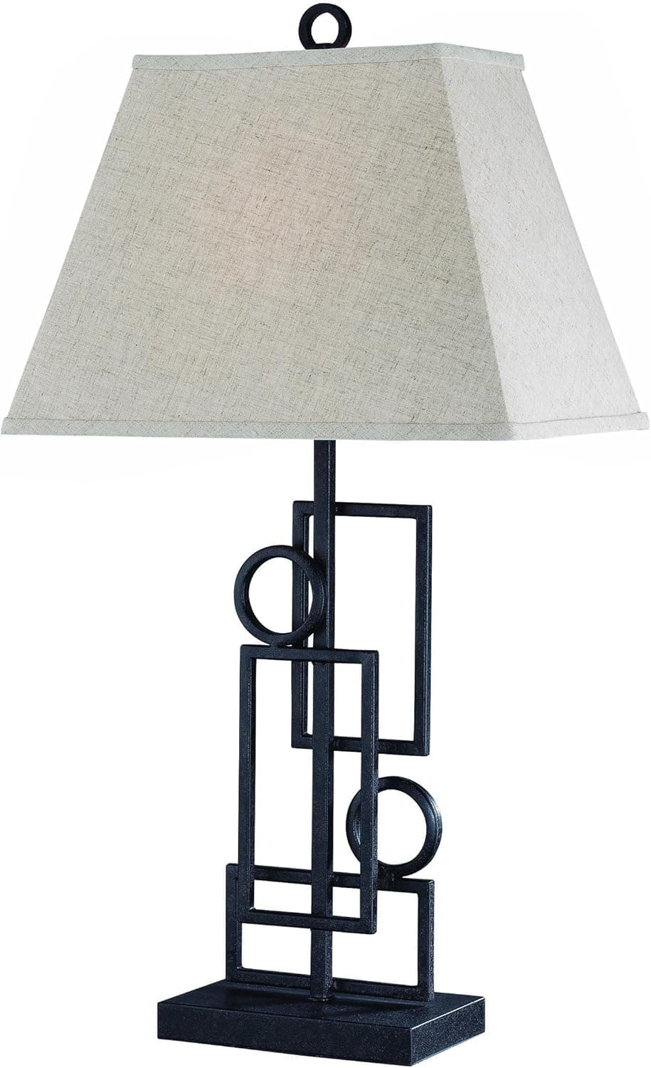 Lite Source LS-21207 Plato Wrought Iron Table Lamp, Dark Bronze Body with White Fabric Shade