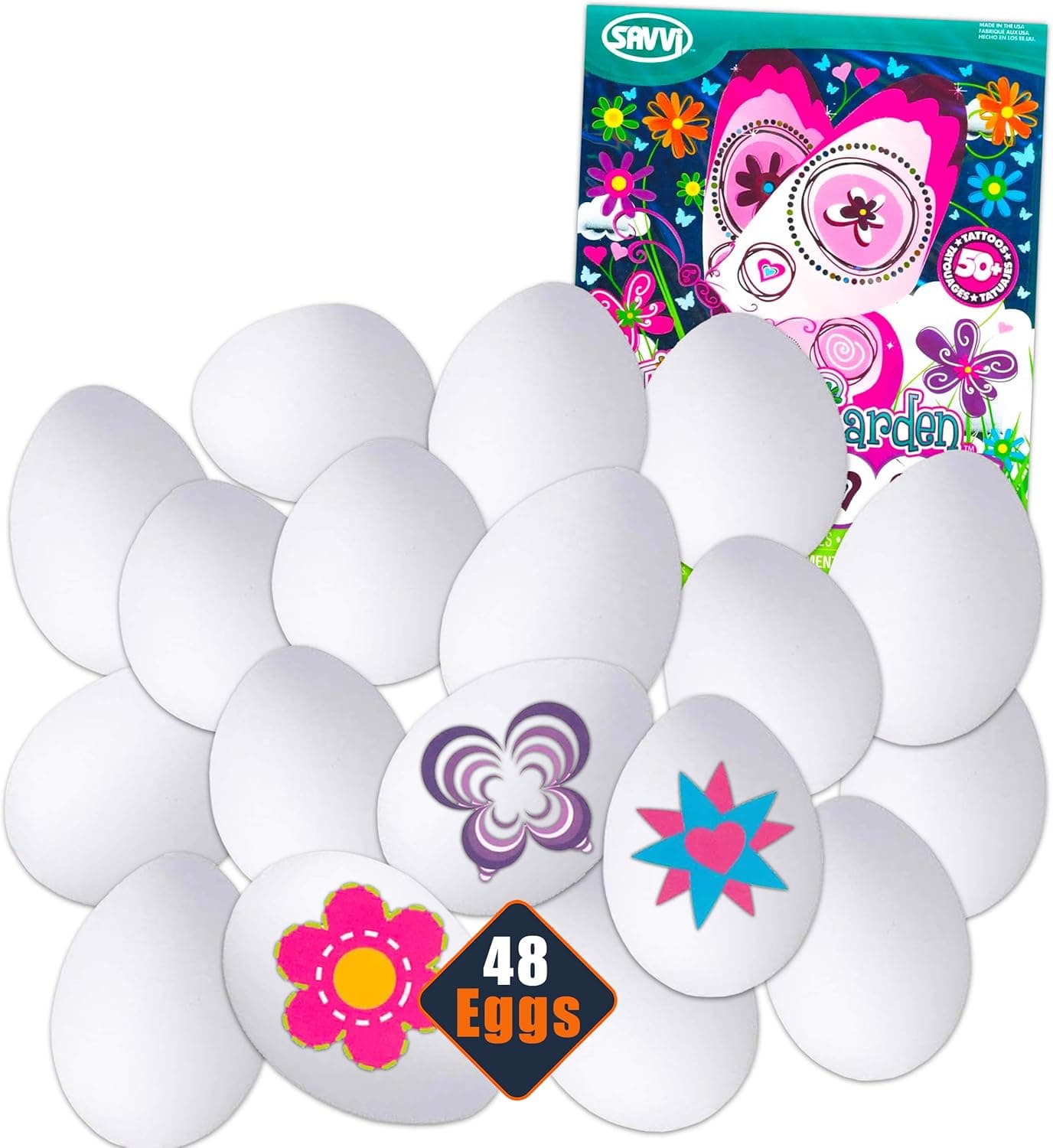 Momentum Brands DIY Easter Eggs Kits ~ Set of 48 Bulk Easter Eggs with Easter Egg Velvet and Eggaround Wrapper Kits (DIY Easter Eggs Plastic Eggs)