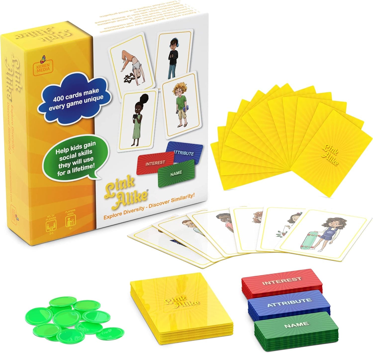 Link Alike Social Skills Game for Kids, a Fun Therapy Game Ice Breaker Social Emotional Learning Activity | Using Creativity, Open Communication and Positive Thinking | Used by Therapists and Parents