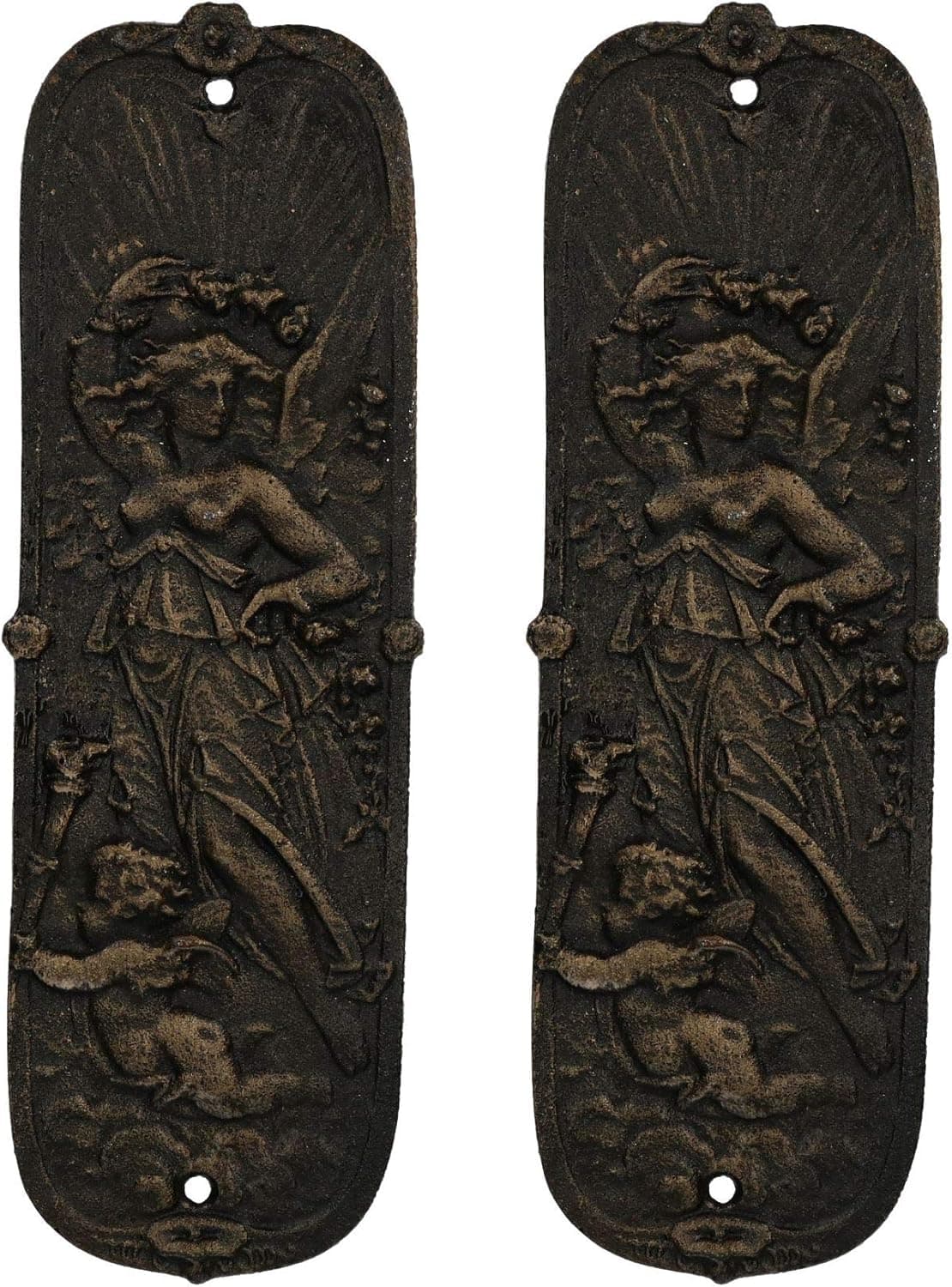 AB Tools Finger Push Plate Sun Door Wall Post Cast Iron Sign Plaque Decorative Pull Plates