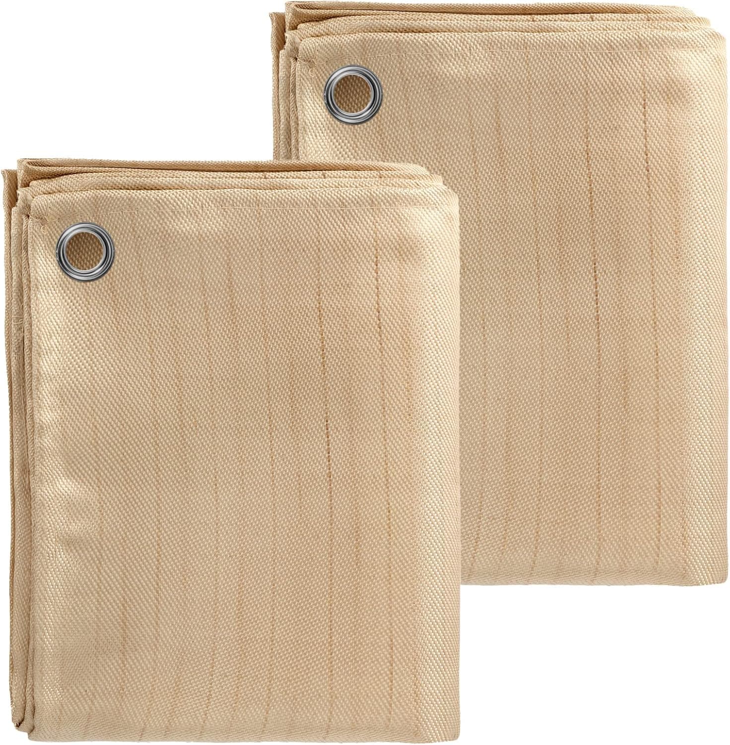 MUKCHAP 2 Pack 4 x 6 Feet Welding Blanket Fireproof Retardant, Fiberglass Welding Curtain with Brass Grommets for Easy Hanging and Protection