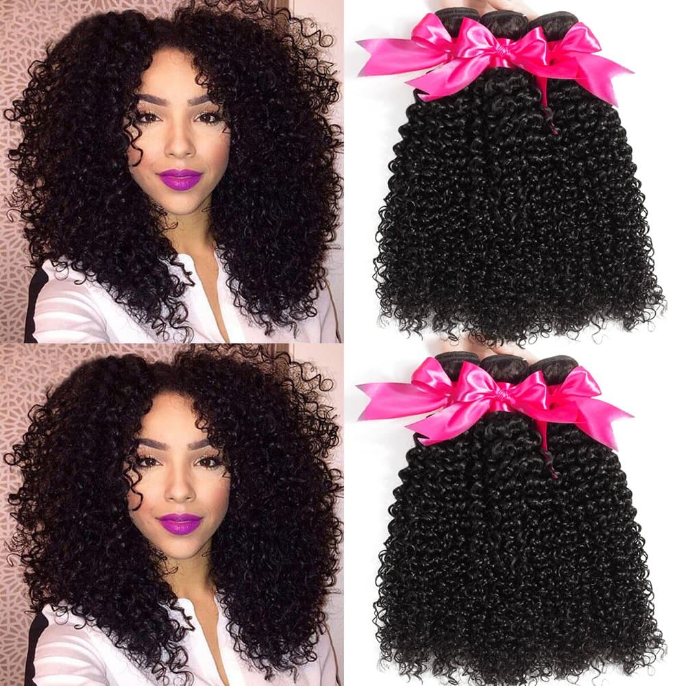 Hermosa 10A Brazilian Curly Hair 3 Bundles Curly Weave Human Hair Unprocessed Brazilian Virgin Hair Black Color 10 12 12 inch
