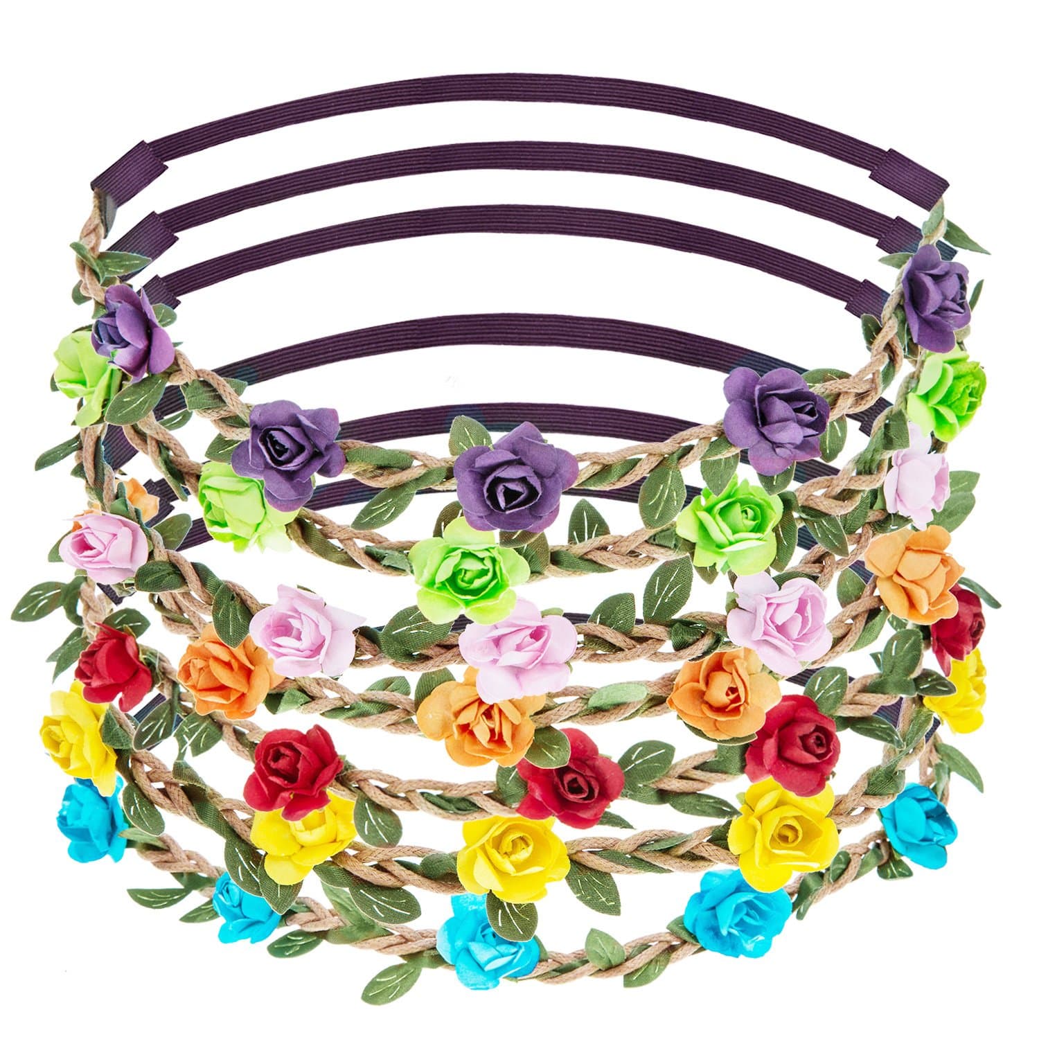 eBoot 7 Pieces Rose Flower Headband Hair Band for Women Girls Hair Accessories (Multicolor A)
