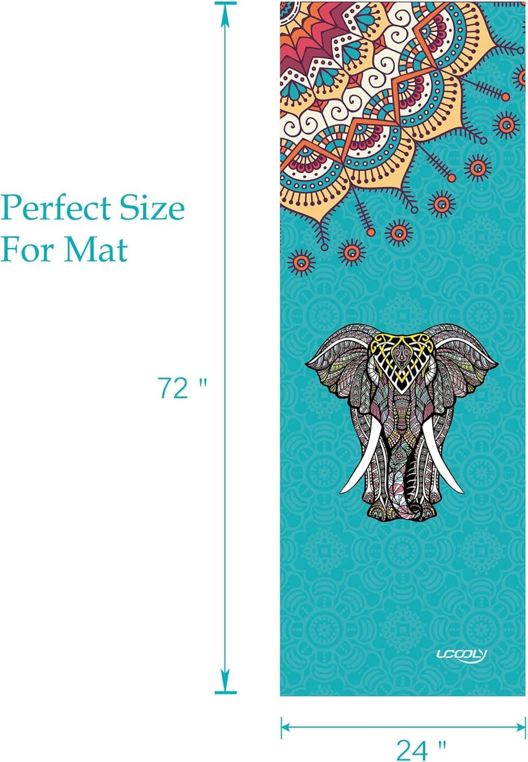 Yoga Towel ,Microfiber Mat Towels w Free Spray Bottle and Smart Corner Pocket Elastic Loop Design, Non Slip,Super Soft Sweat Absorbent Towel for Hot Yoga,Pilates and Fitness 24x72" (Elephant-Blue)