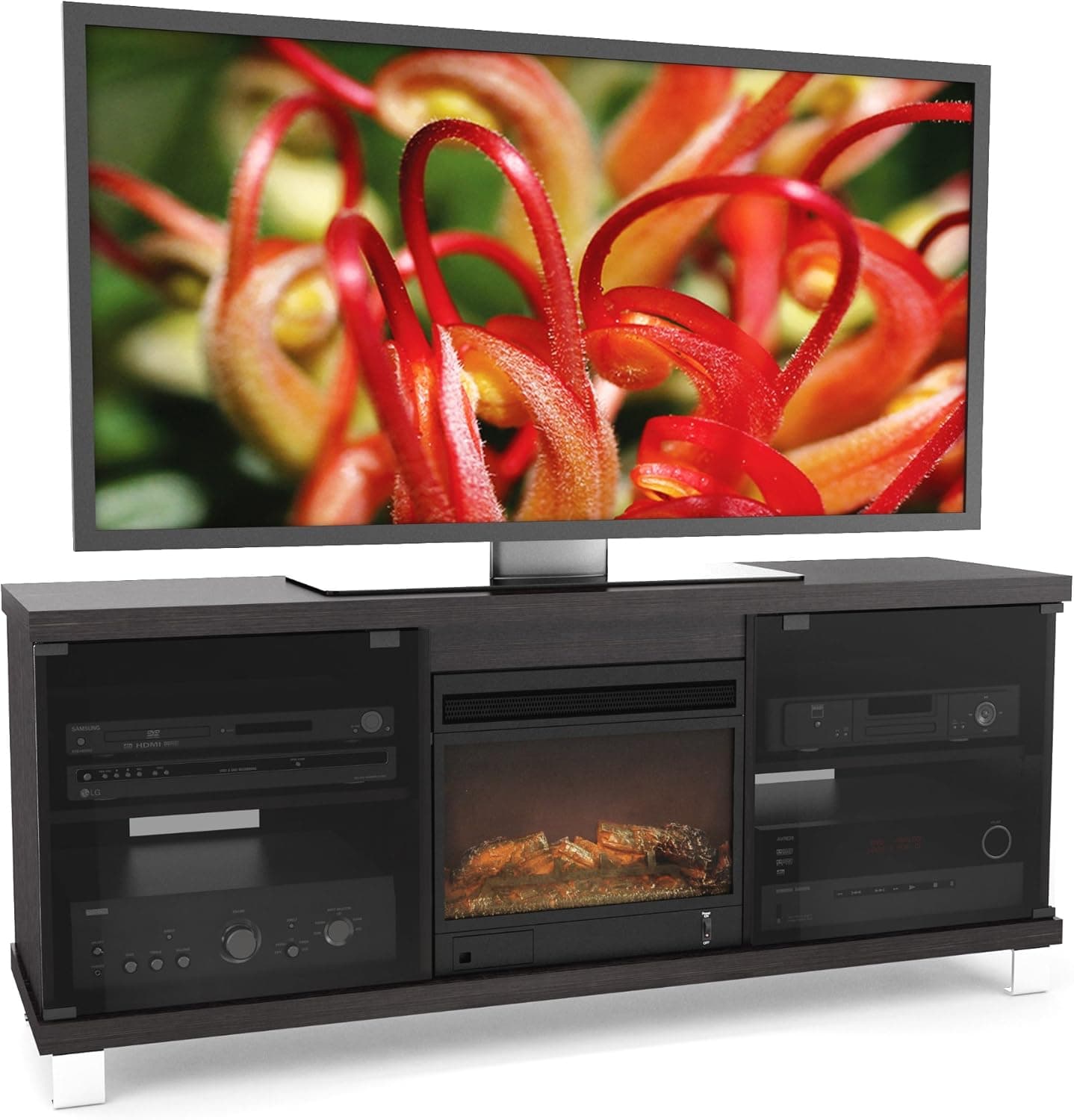 Sonax Holland 60-Inch Fireplace Bench in Ravenwood Black