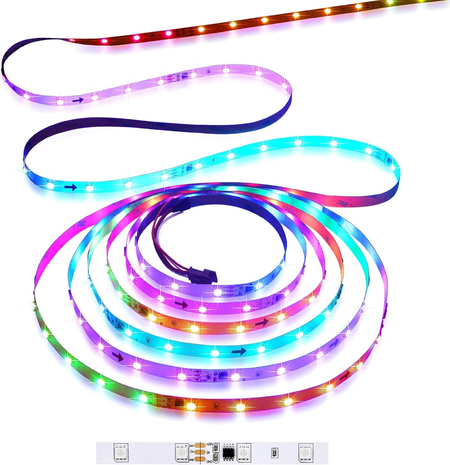 Aclorol 65.6FT Addressable LED Strip WS2811 LED Pixel Light Strip 24V 20m 36LED/M Programmable Digital Long Flexible LED Rope Light for Advertising Signs and Applied to KTV, Bars,Commercial Street
