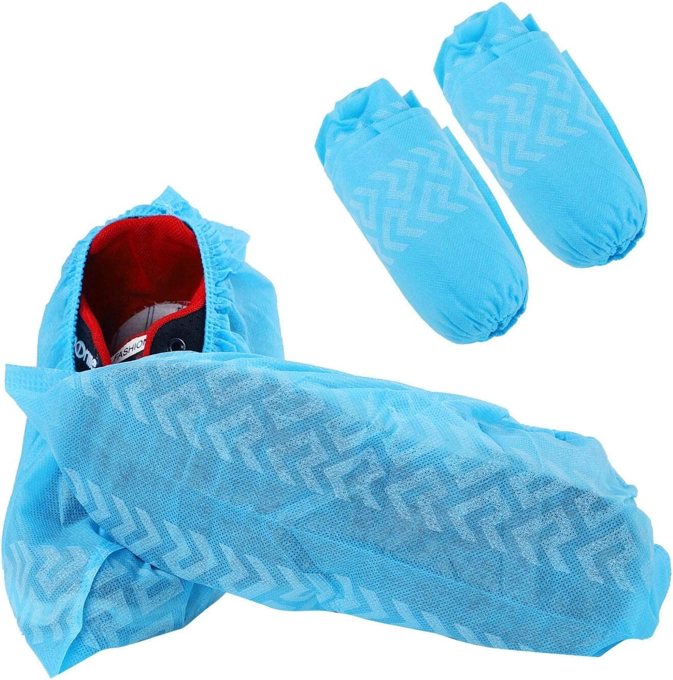 Blue Extra Thick Disposable Shoe Cover- 100 Pack (50 Pairs) Dustproof，Water Resistant, Non-Slip,100% Natural Fabric Is Non-Toxic And Recyclable. For Carpet Floor Protection In All Workplaces And Homes