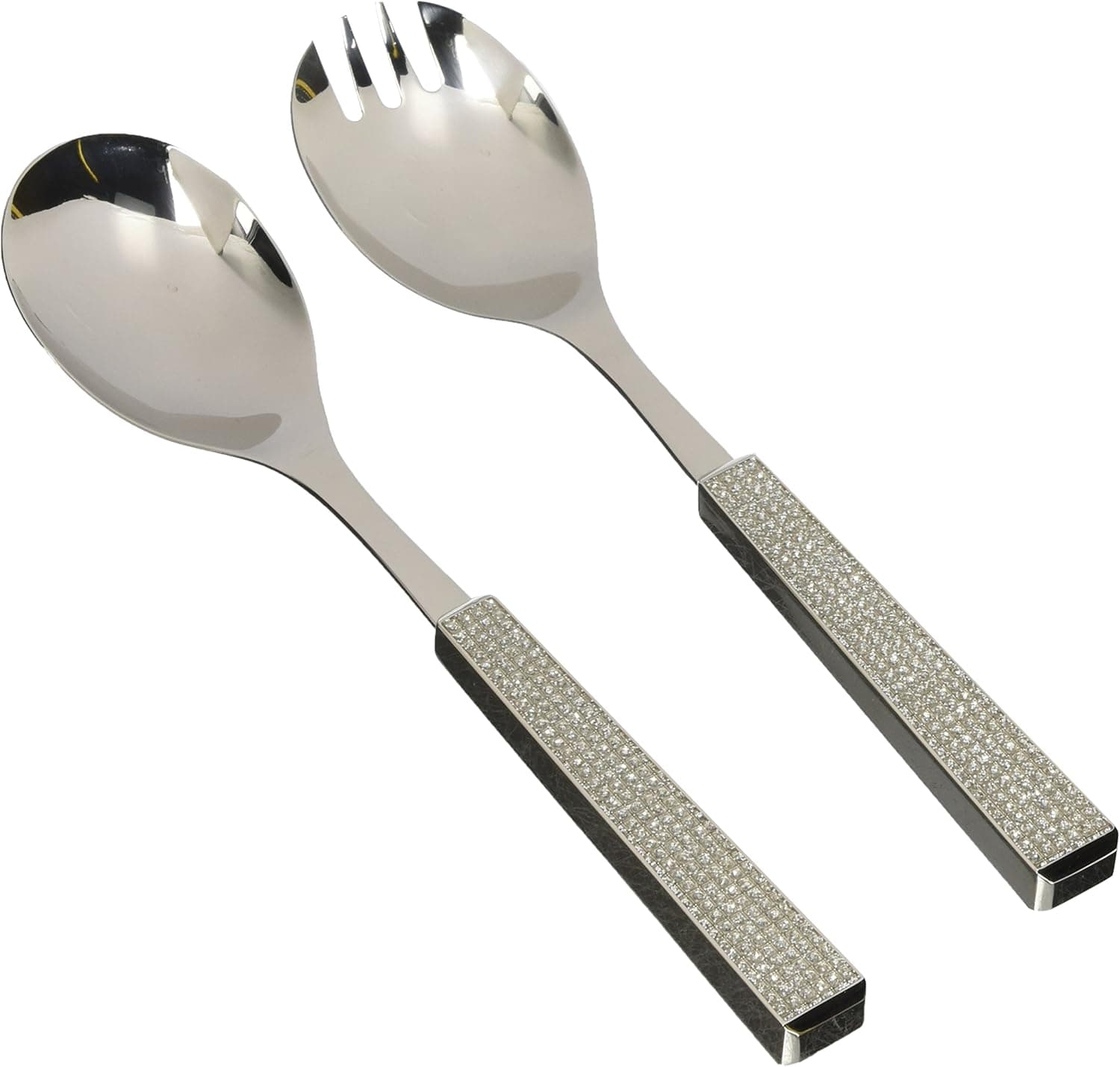Crystal Collections Series Salad-Server-Sets, 10", Silver Glitter