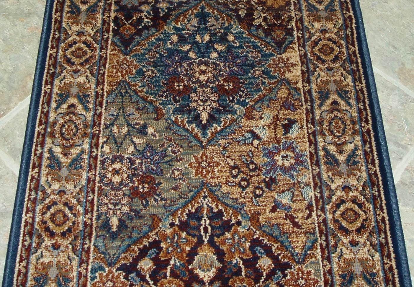 Rug Depot 152907 Rizzy Bellevue BV3199 Multi Traditional Hall and Stair Runner - 26" Wide Hallway Rug Runner - Multi Background - Carpet Runner Sold by The Foot