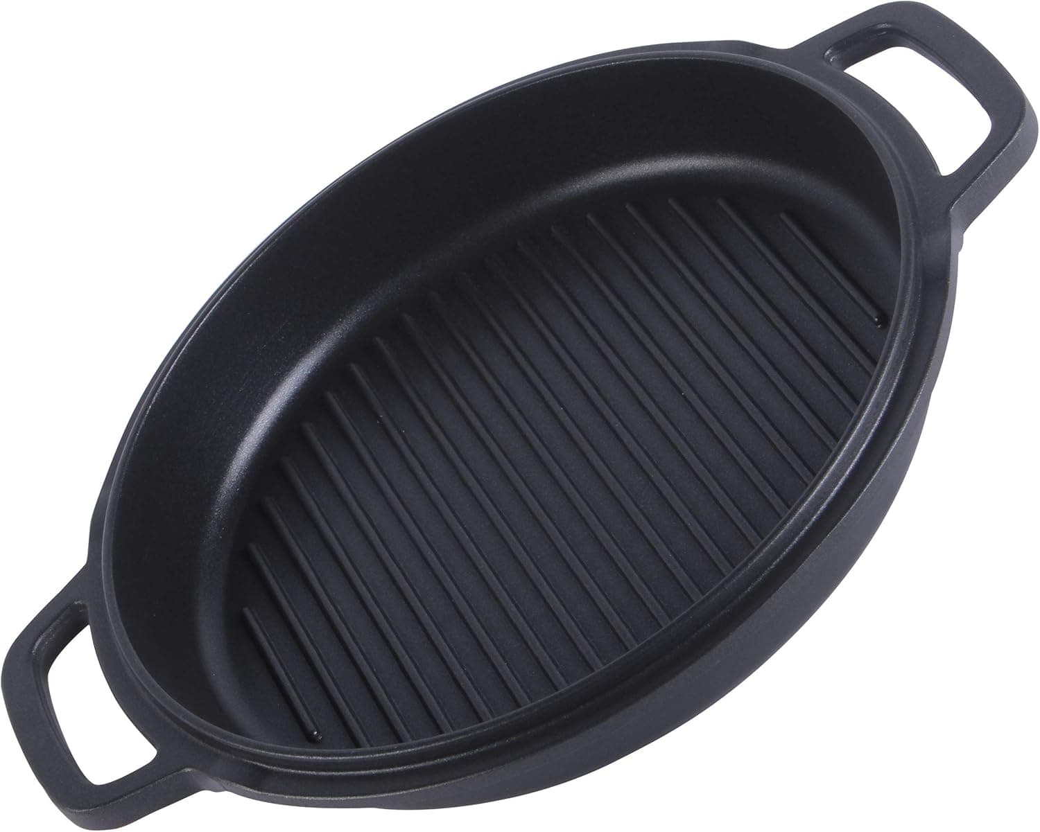 Slitree 11 Inch Deep Round Grill Pan Cast Aluminium Griddle Pan Nonstick Frying Pan Nonstick Sauté Pan Pre-Seasoned Skillet with Handle Cover for Grilling Bacon Steak and Meats Dishwasher and Oven Safe