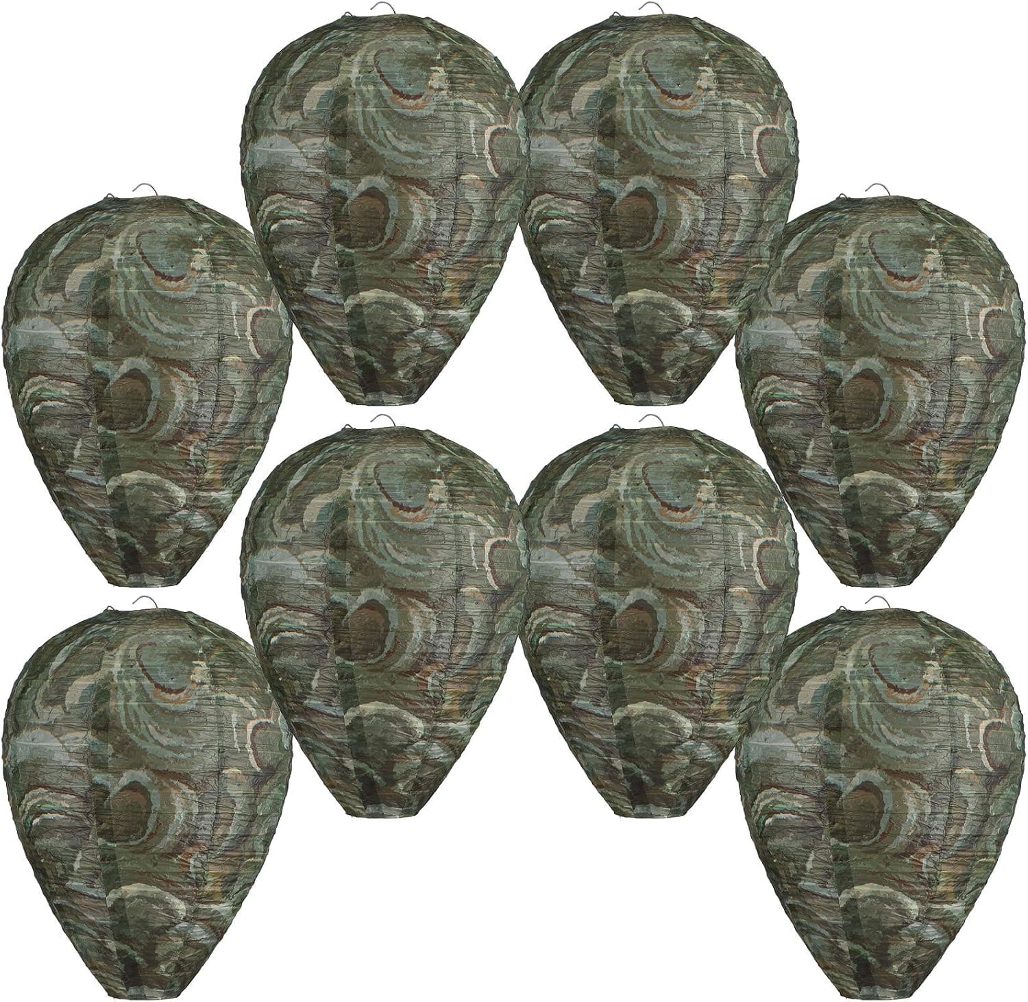 Wasp Nest Decoy Hanging Fake Wasp Nest Decoy Paper Hanging Wasp Deterrent Bee Hornets Lantern Nest for Home and Garden Outdoors (Dark Green,8 Pieces)