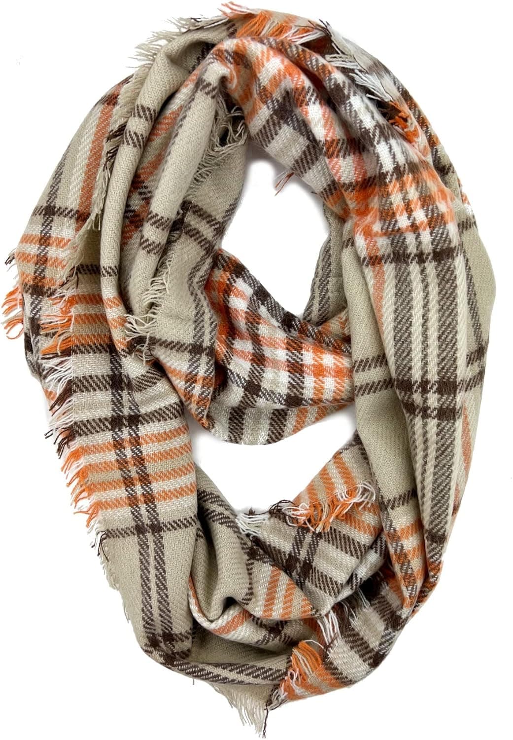 Plum Feathers Premium Plaid Print Infinity Scarf