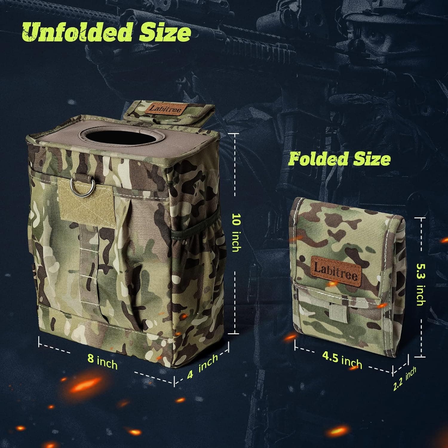Labitree Molle Tactical Dump Pouch for Duty Belt, Ranger Green, Roll up Small