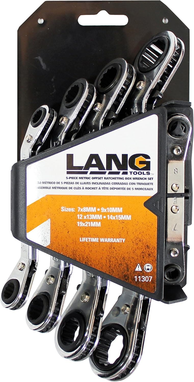 Lang Tools 11307 5-Piece Metric Offset Ratcheting Box Wrench Set