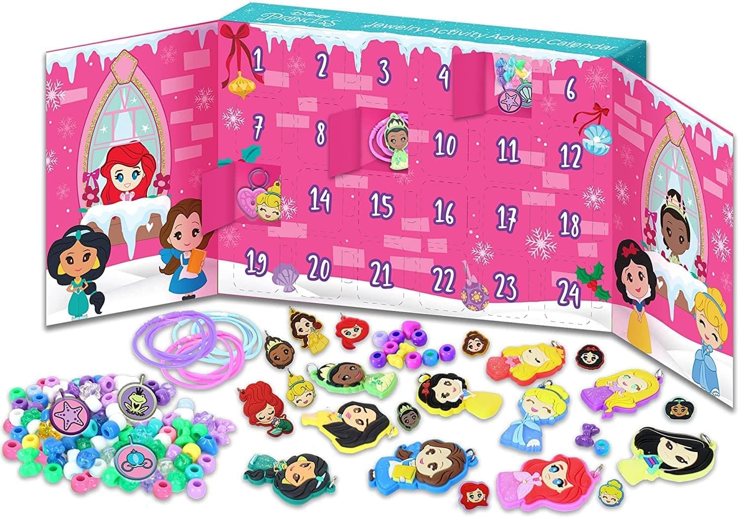 Tara Toys: Disney Princess DIY Jewelry Activity Necklace Advent Calendar, Fun and Easy to do, Gift For your Little Princess, For Ages 3 and up