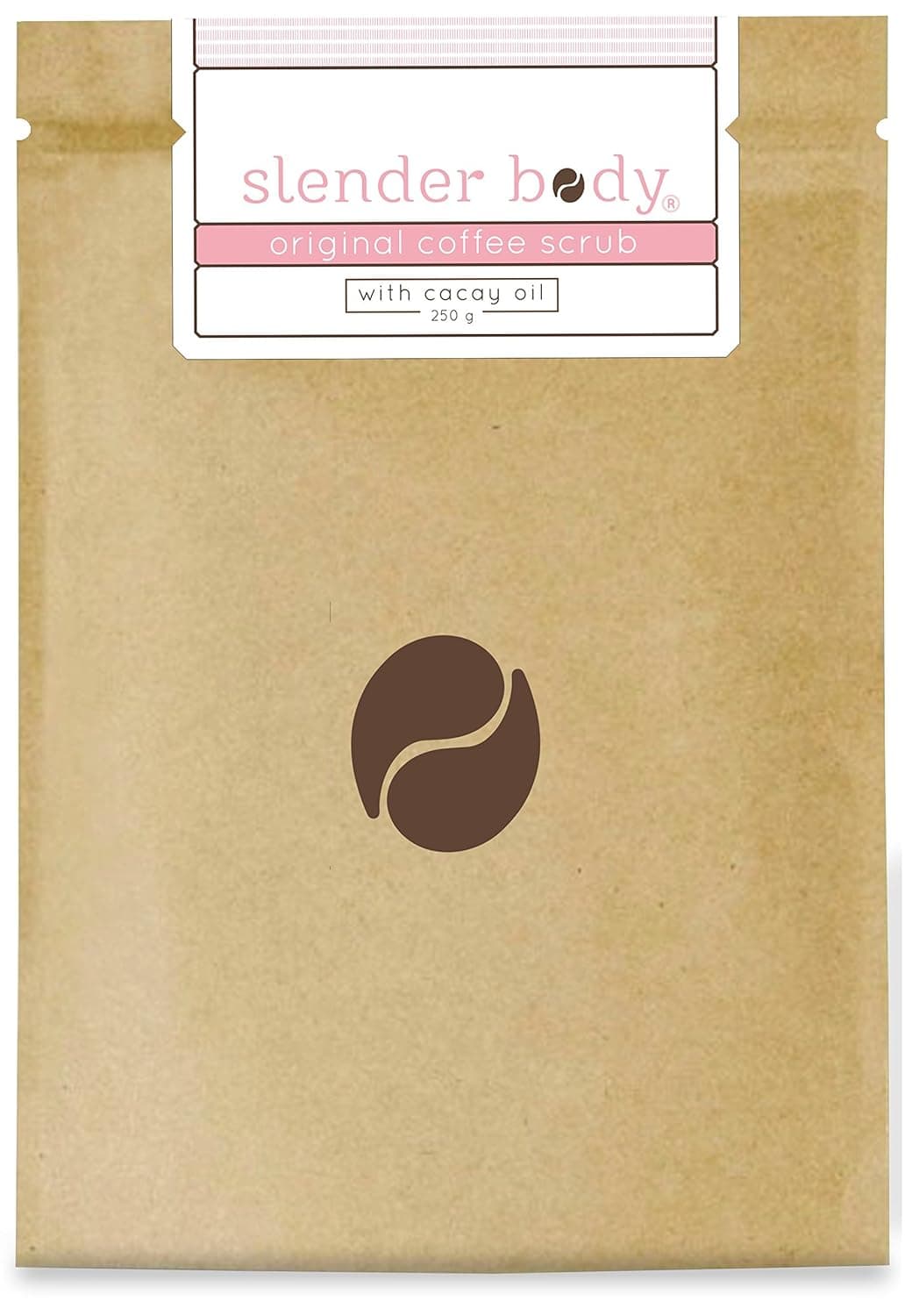 Slender Body - Premium Roast Ground Colombian Arabica Coffee Scrub (Organic USDA Certified) with Cacay Oil. Target Cellulite, Stretch Marks, Acne and Scarring, 250g (8.8oz)