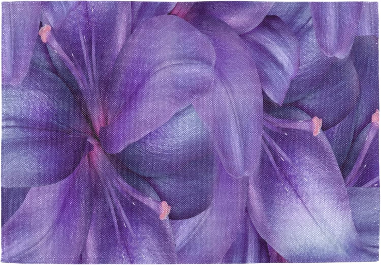QiyI Tables Mats Purple Lily Flowers Bright Lavender Floral 12x18 Inch Restaurant Place Mats Set of 6 Double Fabric Printing Cotton Linen for Kitchen Table