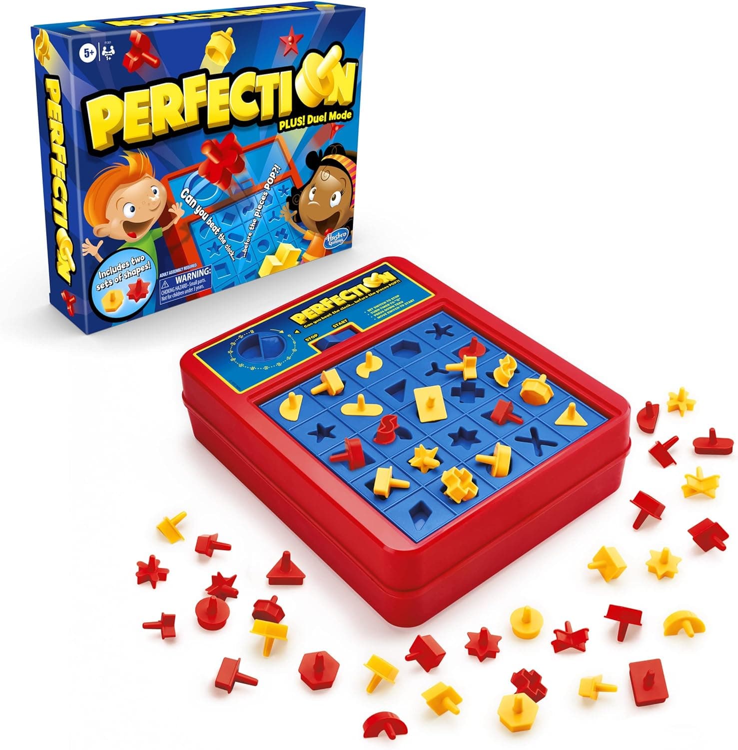 Perfection Game Plus 2-Player Duel Mode Popping Shapes and Pieces Ages 5 and Up (Amazon Exclusive)