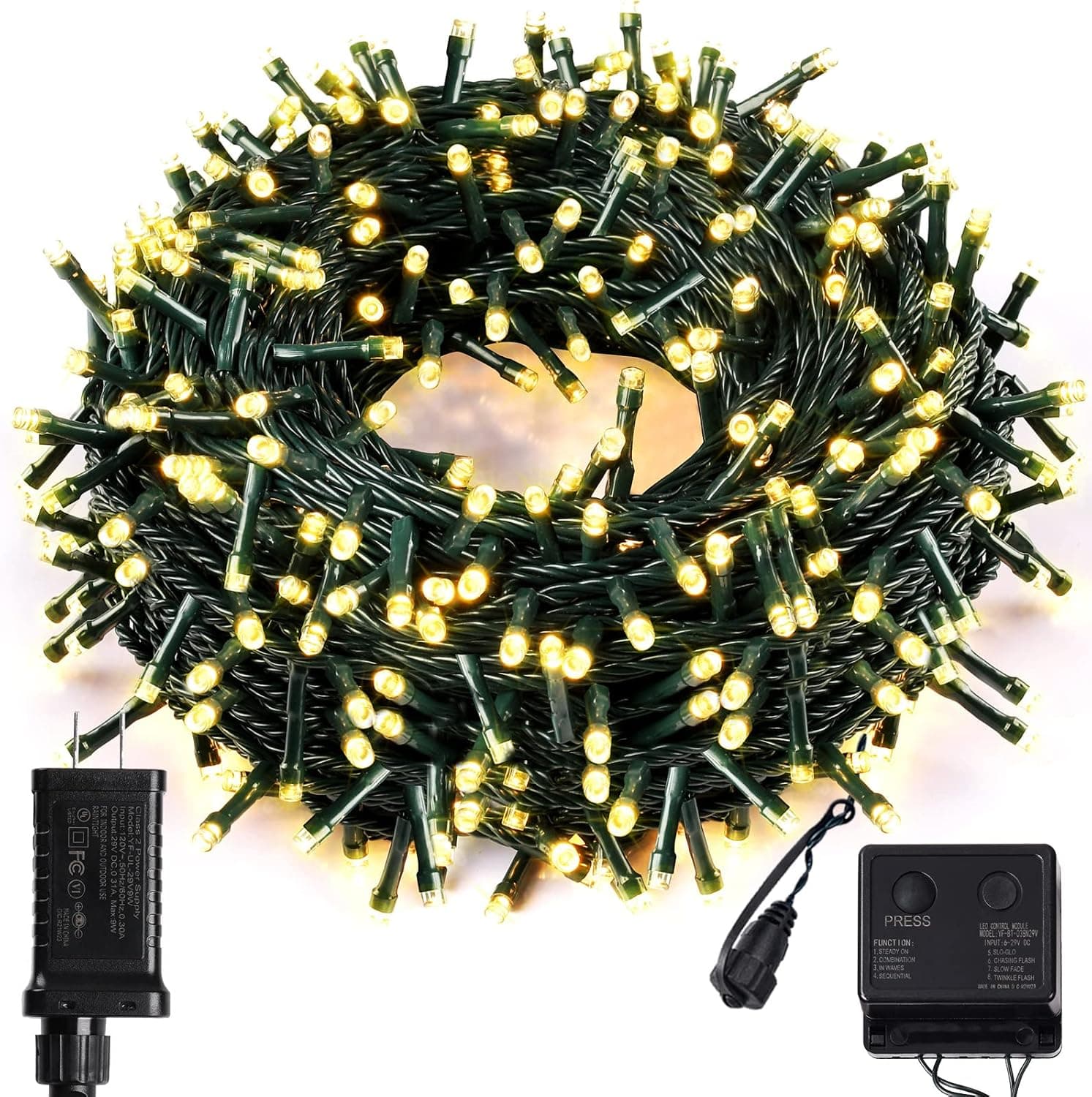 Bestalent Outdoor Christmas String Lights 300 LED 104ft UL 588 Safety Certification Indoor Mini Light for Halloween Xmas Holiday Decoration Warm White