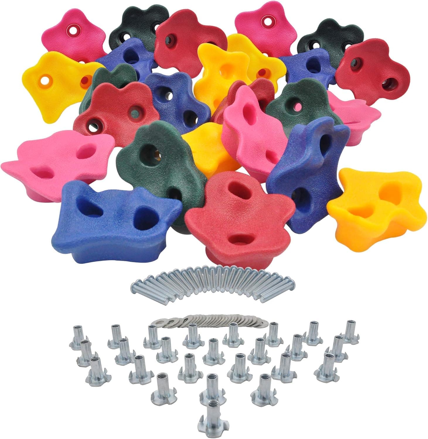 PURE PUBLIC Jungle Toy ISO9001 Premium Climbing Holds for Kids 25pcs, Premium Rocks Included Hardware - Safety Rocks for Indoor and Outdoor Play Set
