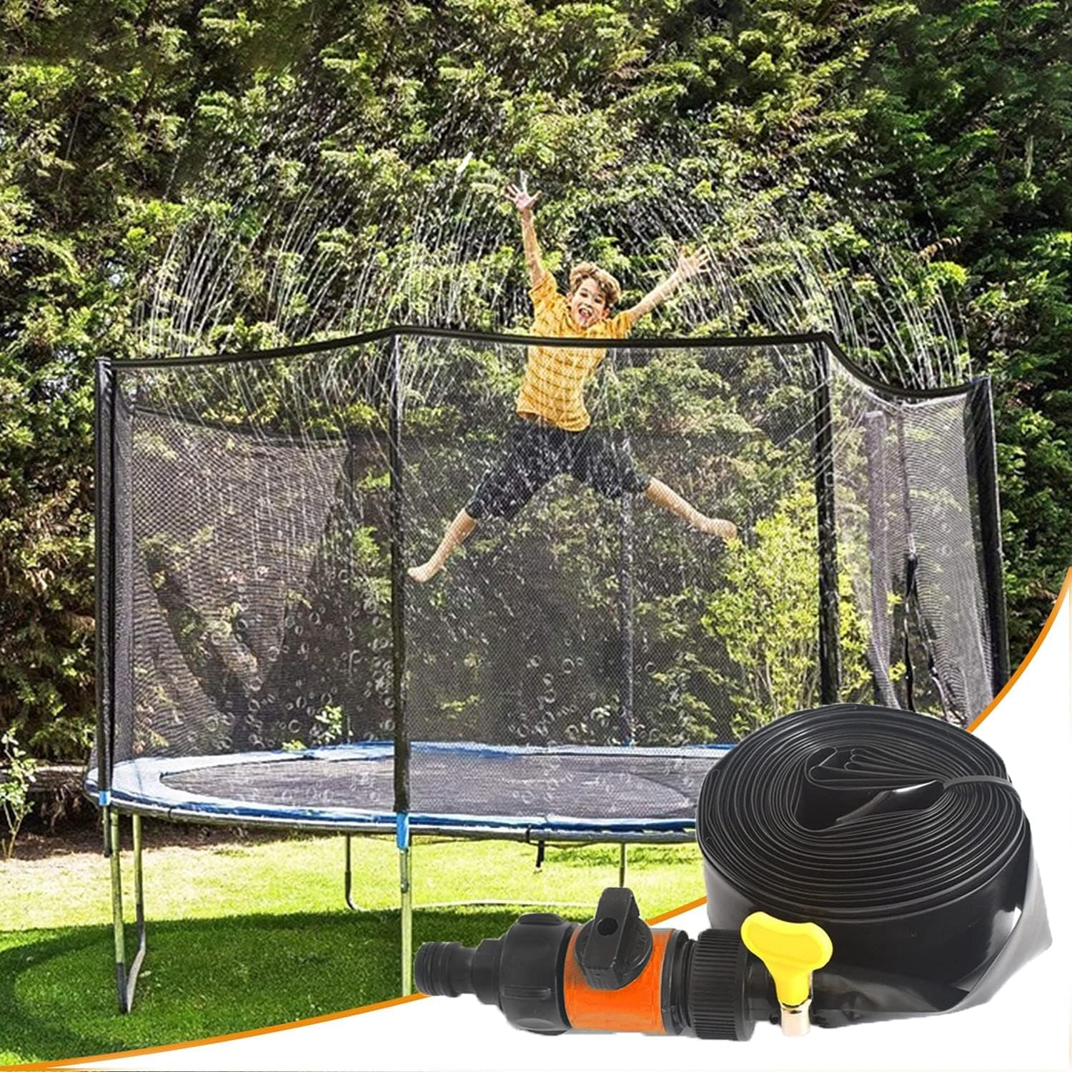 CAIROYAR Trampoline Sprinkler, Outdoor Trampoline Water Play Sprinklers Accessories Fun Summer Toys for Boys Grils(39.3ft/12M)