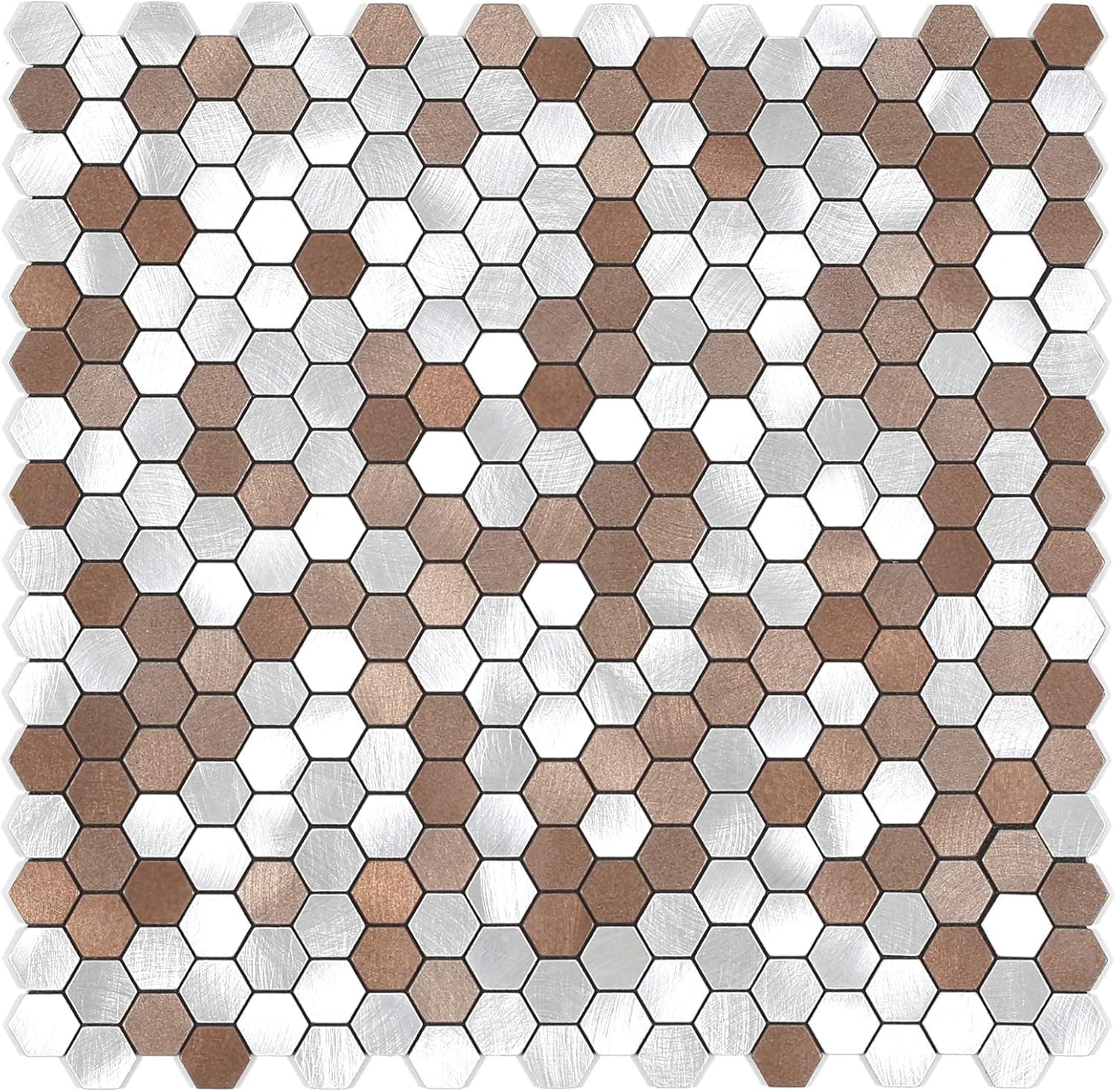 BeNice Peel and Stick Kitchen Backsplash Hexagon Tiles,Stick on Backsplash Peel and Stick Mosaic Tiles Backsplash Small Tile Stickers(5sheets,Brown)