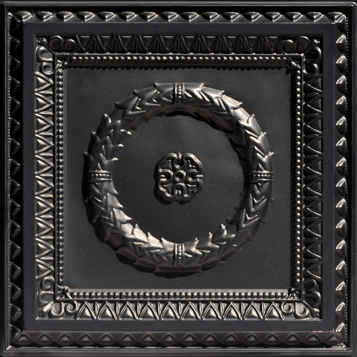 From Plain To Beautiful In Hours 210bk-24x24-25 Laurel Wreath Ceiling Tile 24" x 24" Black 25