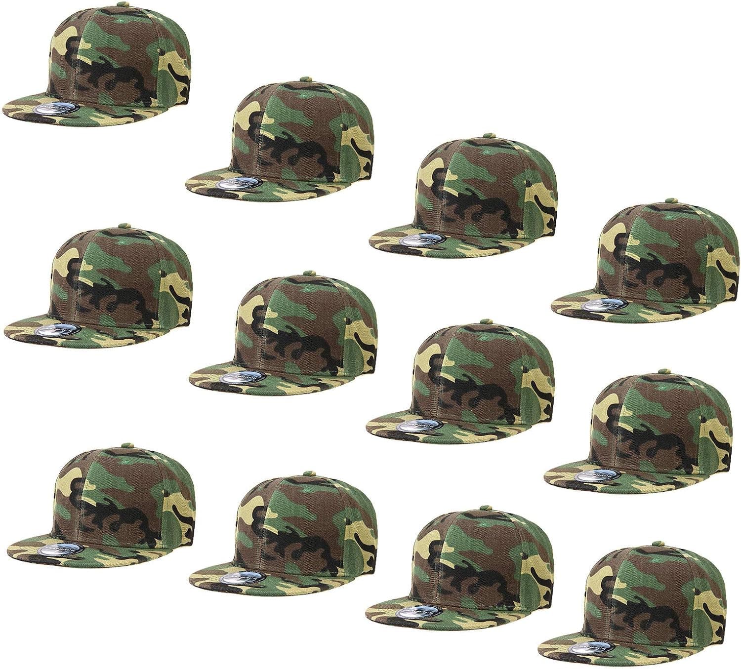 Falari Wholesale 12 Pack Snapback Hat Cap Hip Hop Style Flat Bill Blank Solid Color Adjustable Size