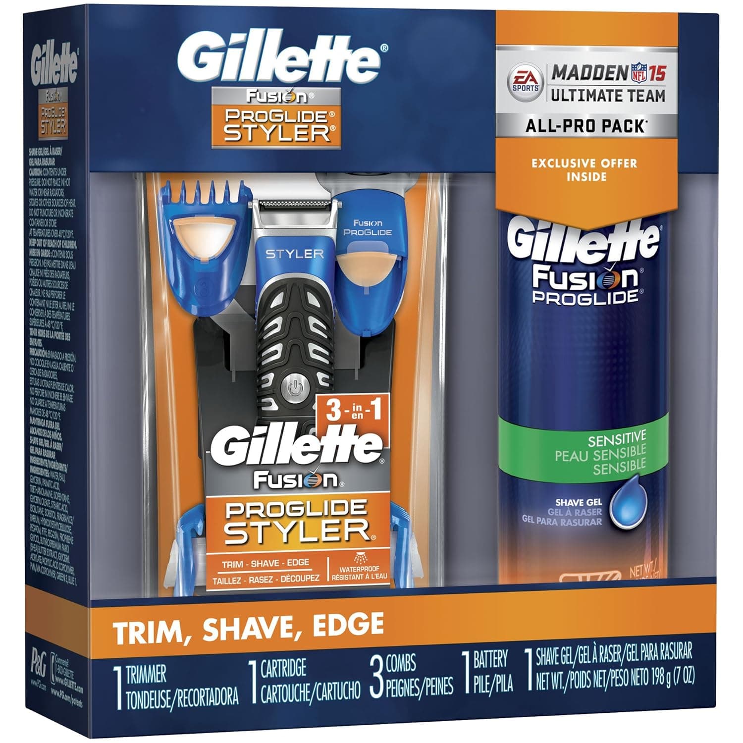 Gillette Fusion Proglide Styler + Fusion Proglide Sensitive Shave Gel 7 Oz