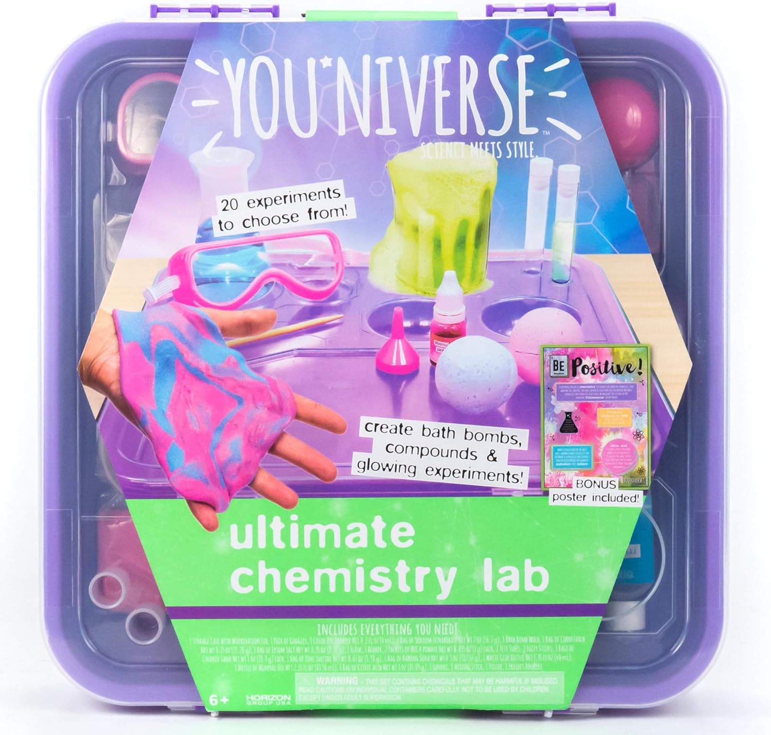 Just My Style You*niverse Ultimate Chemistry Lab – STEM Chemistry Experiment Set – DIY Bath Bombs & Crystals for Kids Age 6+