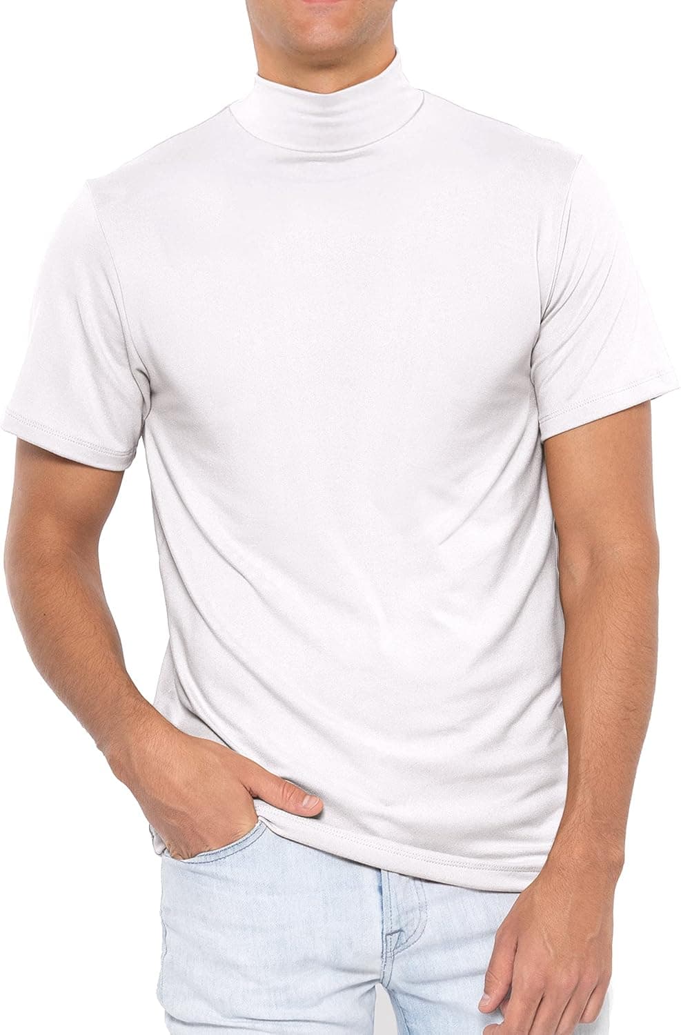Men’s Oh So Soft Luxe Mock Neck Turtleneck Short Sleeve Shirt