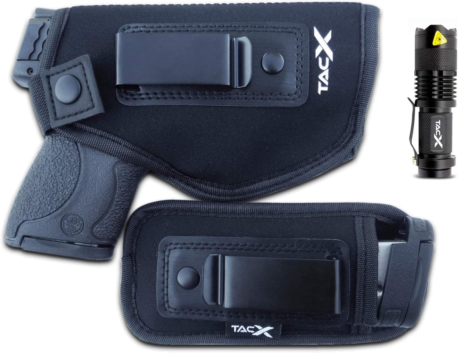 Universal IWB Holster for Concealed Carry | Bonus Mag Holster | EDC Inside The Waistband | Flexible, Breathable, Neoprene | S&W M&P Shield 9/40 1911 XDS Taurus PT111 G2 Glock 19 17 22 26 27 43 (Left)