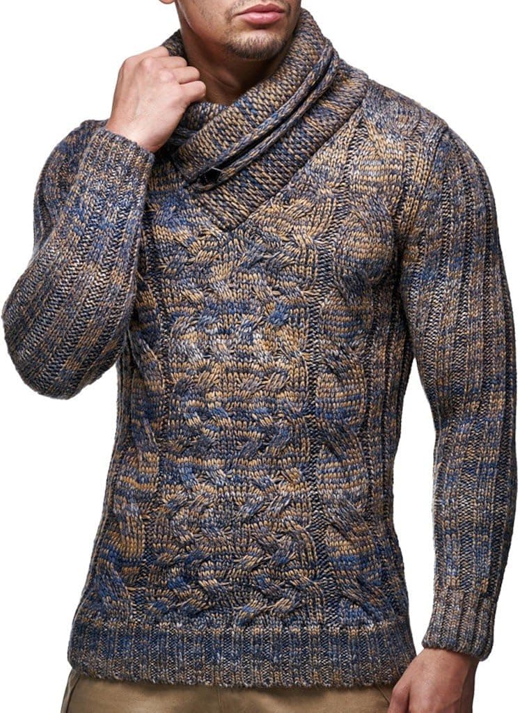 Leif Nelson LN6001 Men's Knitted Pullover with Turtleneck Collar