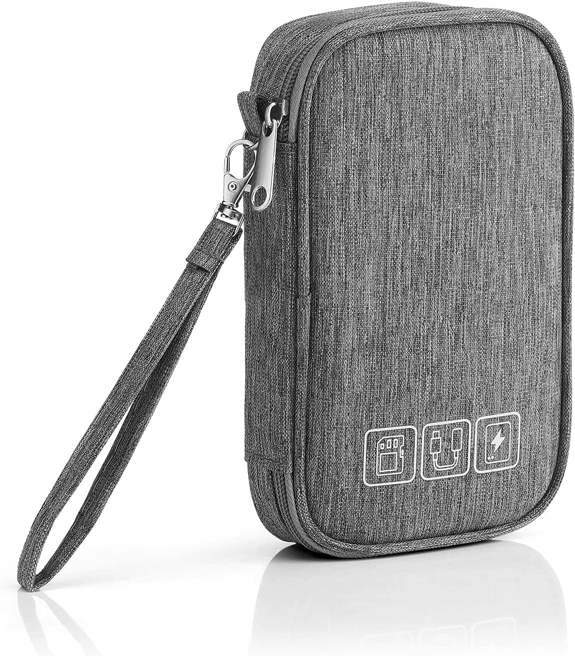 Electronic Organizer, Small Travel Cable Organizer Bag Pouch Portable Electronic Accessories All-in-One Storage Multifunction Case for Cable, Cord, Charger, Hard Drive, Earphone, USB, SD Card(Grey)